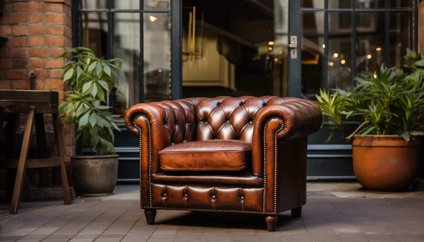 Fauteuil club cuir marron vintage